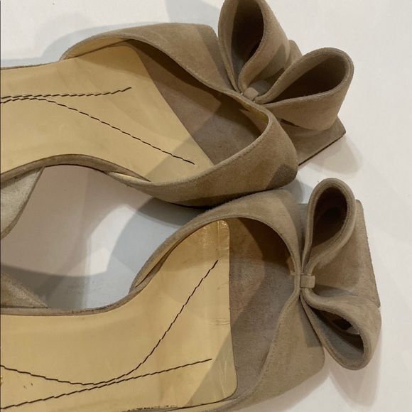 Kate Spade Tan Suede Bow Heels Size 9.5B - Picture 5 of 16